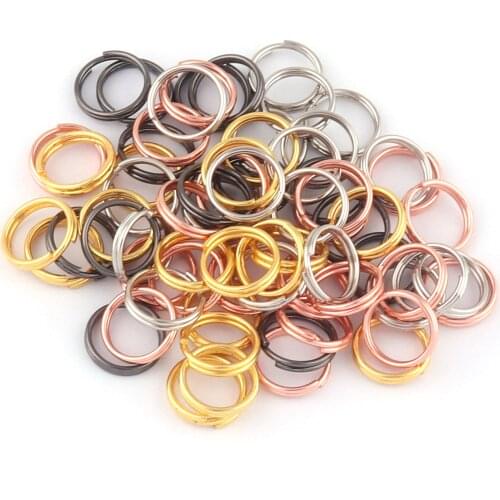 10mm Rose Gold Double Split Ring Purse Making Hardware Key Ring Hook Clip Jewelry Making Metal Clasp Connector Dog Collar