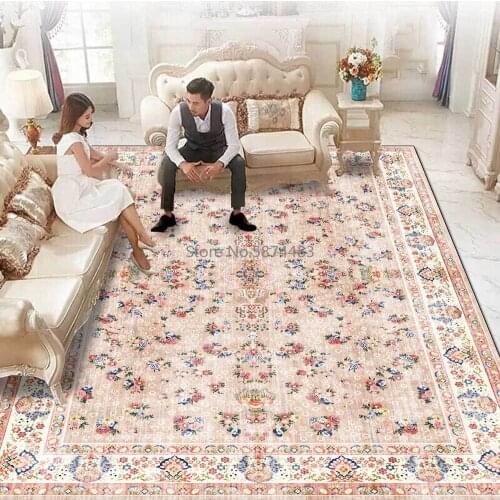 European and American Country Fresh Floral Ethnic Style Pink Living Room Bedroom Bedside Carpet Floor Mat Customization