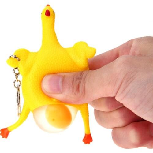 Squeeze Chicken Egg Laying Hens Anti Stress Keychain Toy For Kids Adult Pvc Tricky Funny Gadgets Party Prank Joke Toy 1 Pc