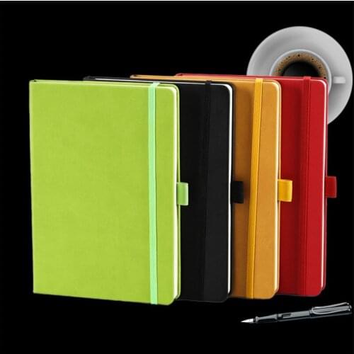 4Pcs A5 Pocket Notebook Colorful Portable Journal Diarybook Series PU Leather Cover Business Straps Note Pads Conference Records