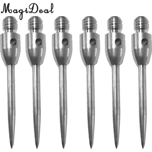 MagiDeal 6 Pieces 2BA Thread Darts Steel Tips Conversion Dart Tip Points Silver