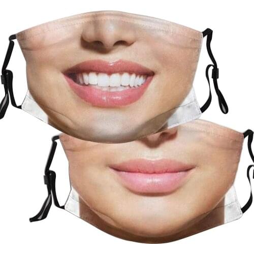 Halloween Funny Adult Cosplay Women Men Masks Happy Beard Mouth Expression Face Scarf Decoration Dustproof Reusable Cotton Mask