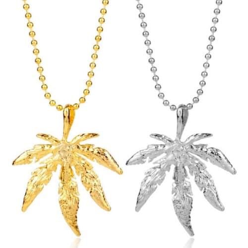 Fashion Maple Leaf Necklace Men Hip Hop Pendant Necklace Women Gold Silver Color Alloy Necklace Chain Jewelry For Party