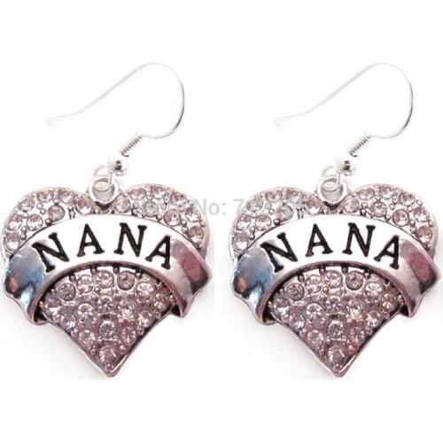 Fashion rhodium plated NANA Clear Crystal Heart Earrings