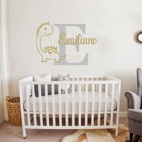 Custom Boy Name Wall Decal Cartoon Dinosaur Murals Baby Room Wall Decor Sticker DIY Dinosaur Vinyl Nursery Wallpapers LC1678