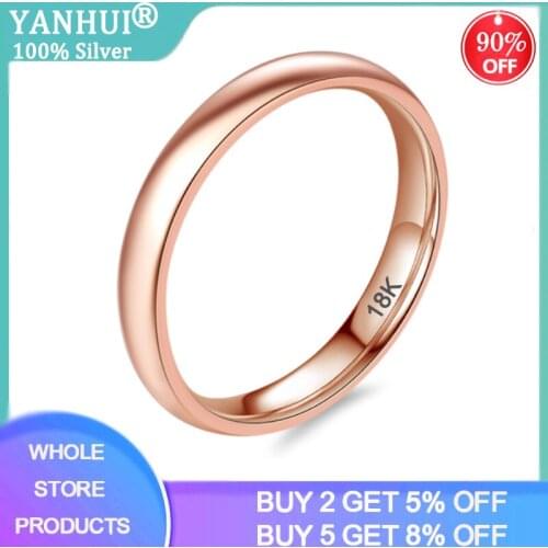 Never Fade Original Stainless Steel 18K Rose Gold Gloss Rings Gift For Women and Men Simple Couple Wedding Bands Lovers Jewelry