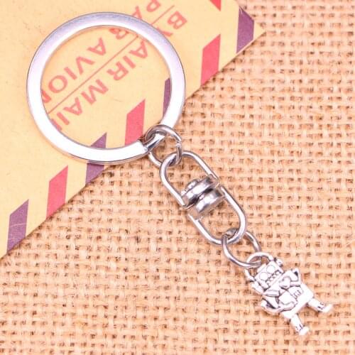 New Fashion Keychain 17x9mm mechanic robot Pendants DIY Men Jewelry Car Key Chain Ring Holder Souvenir For Gift