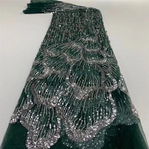 2021 Latest French Tulle Nigerian Net Lace,African Mesh With Sequins Lace Fabric High Quality For Wedding Dress 5Yards ZXN188