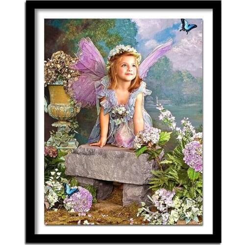 Full round diamond 5D DIY diamond embroidery Garden angel girl diamond painting Cross Stitch Rhinestone decoration fc167