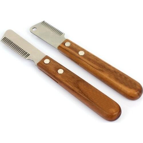 Professional Dog Comb Stainless Steel Wooden Handle Stripping Knife Pet Hair Remover Pluck Excess Undercoat Accessories