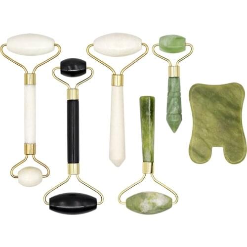 Facial Massage Roller Board Plate Jade Natural Stone Massager Eye Face Neck Thin Lift Relax Slimming Tool Double/Single Head