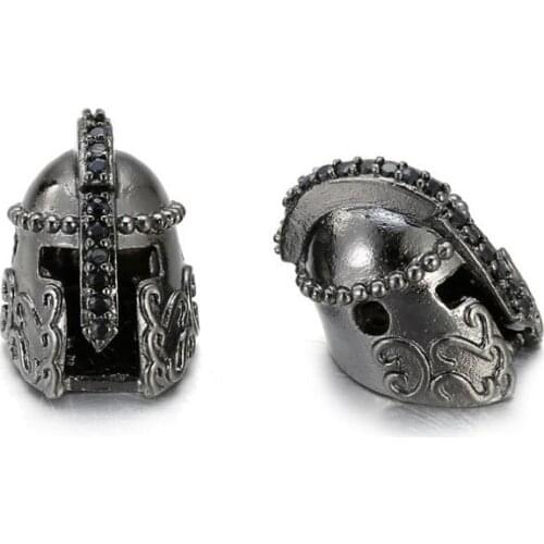 Helmet head micro pave cz cubic zirconia spacer beads Brass Crystal bracelet necklace DIY making silver gold plated hj43