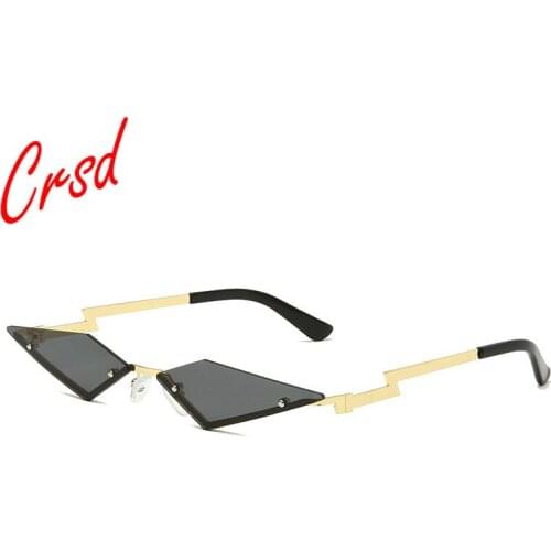 CRSD 2020 Brand Designer Sun Glasses Rimless Metal Pink Cat Eye Sunglasses Women Vintage Ladies Shades Triangle Eyeglasses UV400