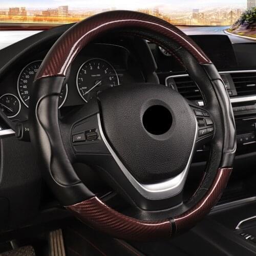 Carbon Fiber Sport Car Steering Wheel Cover Micro Fiber Leather Size M 38cm for BMW X1 X3 X5 X6 E36 E39 E46 E30 E60 E90 E92