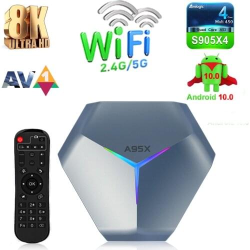 20pcs A95X F4 Amlogic S905X4 RGB Android 10 Set Top Box 4K HD YouTube 4GB RAM 32GB 64GB 128GB ROM Smart TV Box Wifi 2G 16G