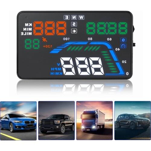 Universal 5.5" Head Up Display Car HUD GPS Digital Speedometers Windshield Projector Overspeed Warning Gauges Auto Smart Gadgets