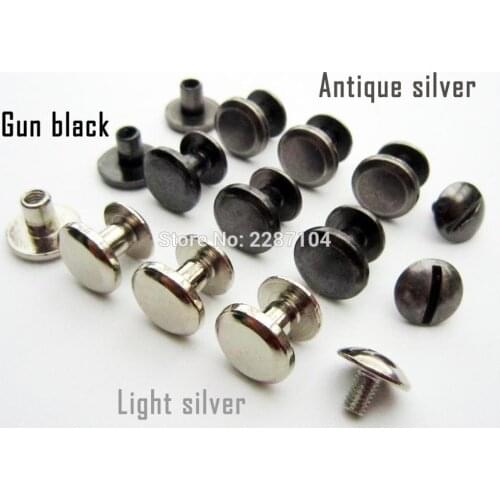 10pcs Round Flat Head Stud Leather Belt Wallet Bag Chicago Nail Docking Screw Back Binding Screwback Spots Snap Rivet 10x6mm