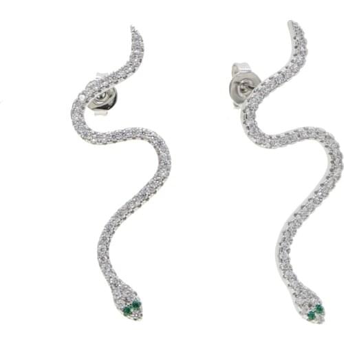 High quality 5A cubic zirconia cz snake sexy animal design stud earring for women