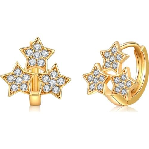 ZSLBS Korea Fashion Star Hoop Earrings For Women Shiny Crystal Cubic Zircon Ear Jewelry Gifts Pendientes Boucle Oreille Femme