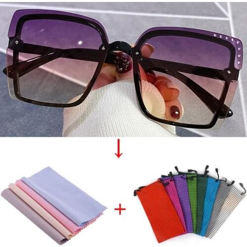 Womens Sunglasses Trending Square Frameless Sun Glasses Colorful Gradient Color Lenses Vintage Luxury Designer Driving Glasses