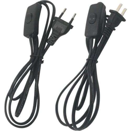1pc 1.8m length Switch power cord plug Extension wire cable with switch US/EU AC power cable 0.5mm 6A ON OFF