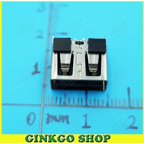 20pcs/lot 2.0 USB Female Jack interface port, 180 Degree AF Type Short body-line USB female connector Black free shipping