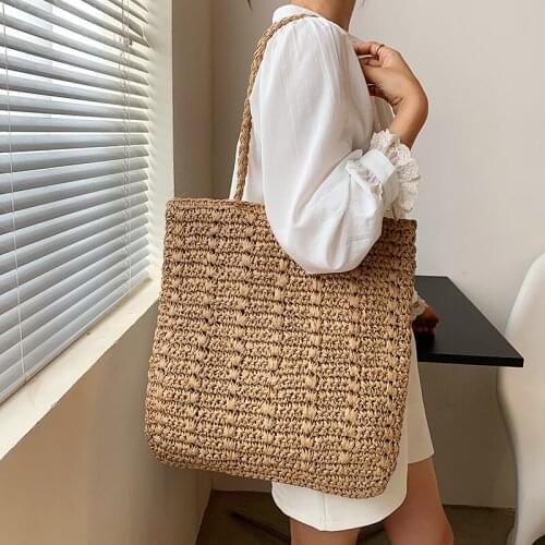 2021 New Brand Fashion Womens Shoulder Bags Summer Beach Straw Bag Luxury Large Capacity Female Handbag Designer Shopper Wallet