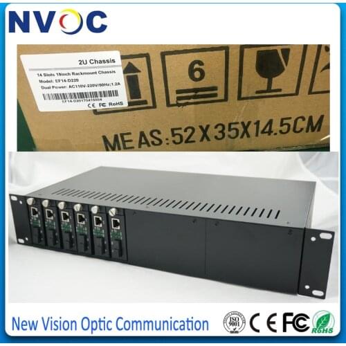 2U 14 Slots 19 inch Rack Mount Chassis,Double Power Supply Fiber Optical Media Converter Chassis,Media Converter Rack Mount