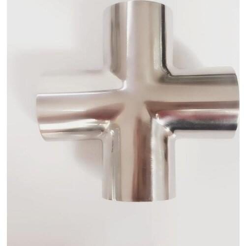 38mm 1.5" Pipe OD Butt Welding Cross 4 Ways Splitter SUS 304 Stainless Steel Sanitary Fitting Spliter Homebrew Beer Wine