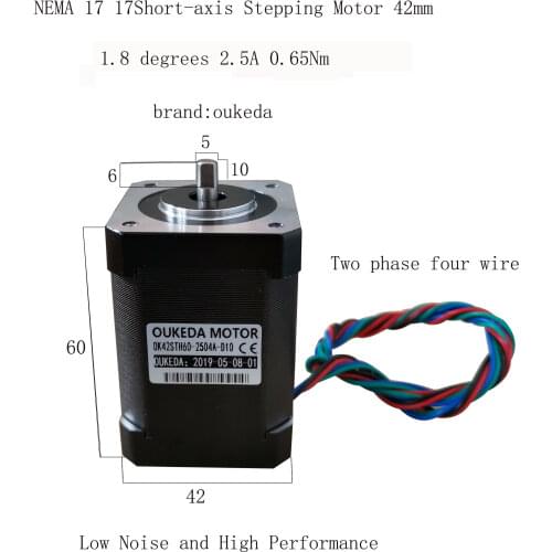 42 motor body 60 short shaft output shaft length 10 42BYGH60 motor 2.5A 42 stepper motor