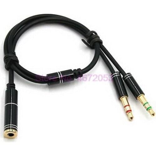 500pcs 3.5mm Jack Microphone Headset Audio Splitter Cable Female to 2 Male Headphone Mic Aux Extension Cable For phone Computer