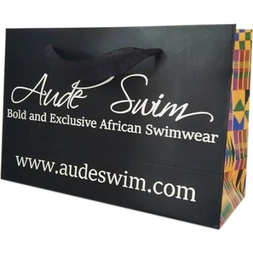 500pcs/Lot Black Tote Bag with Your Own Customized Logo Printed Boutique Shopping Clothing/Shoes Storage Resuable Paper Handbag