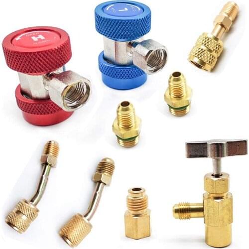 9-In-1 R134A Freon Charging Refrigerant Kit, AC R134A Adapters Quick Couplers with Tap Valve Dispenser Tool with Tank Adapter,Mi