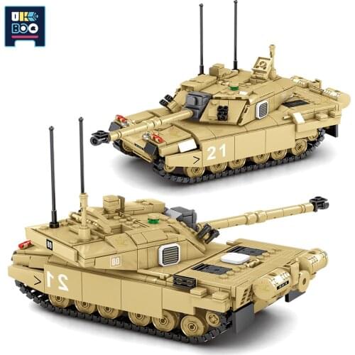 904PCS City WW2 Military Main Battle Tank Model Building Blocks Army Challenger Soldiers Figures Weapons Bricks Toys Children