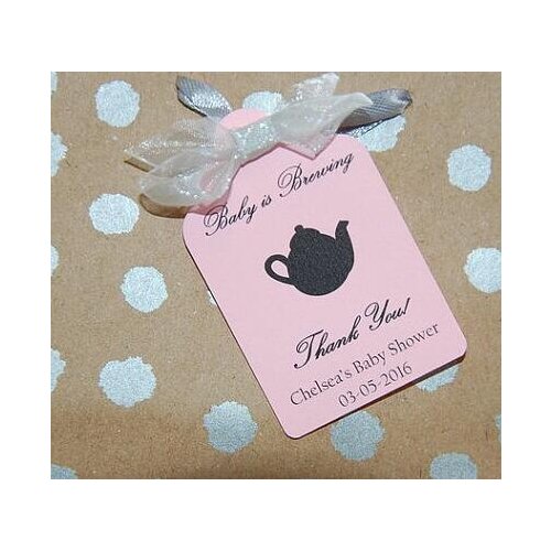 Custom Baby is Brewing tea party baby shower Gift Tags welcome thank you favors Labels baptism birthday booking Cards