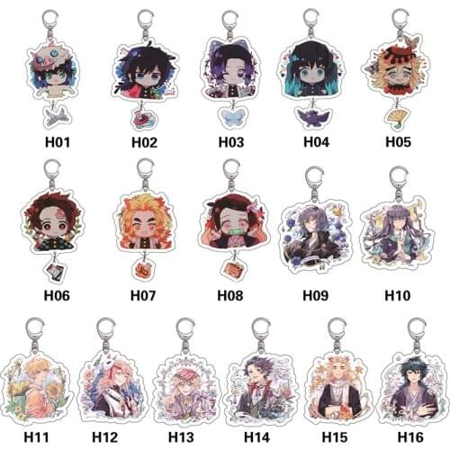 Anime Keychains Demon Slayer for Men Car Key Chain kimetsu no yaiba Women Bag Accessories Cartoon Cute KeyChain Friends Gifts