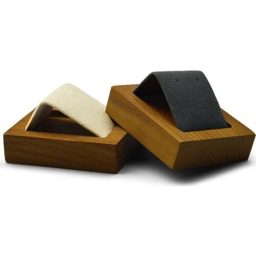 Wooden Base Jewelry Display Tray Necklace Holder Earrings Stand Storage Case