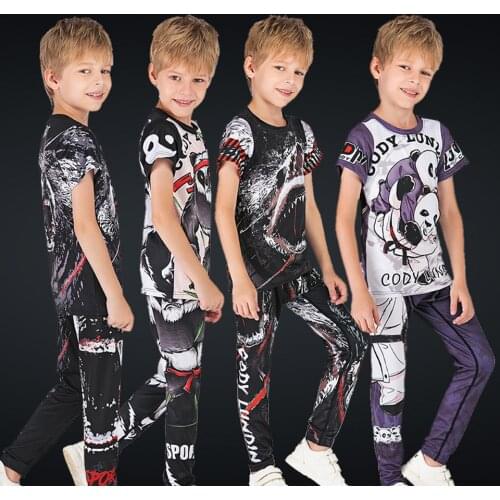 Kid MMA Rashguard Bjj Jiu Jusit Sets For Children MMA t-shirts +pants Boy Muay Thai Boxing Sport suits Gym Clothing Fightwear