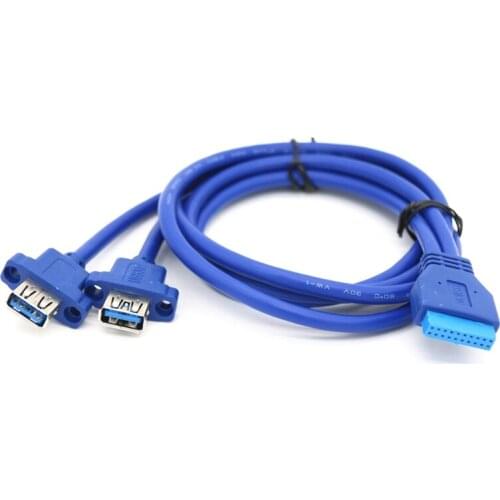 Dual 2 Port USB3.0 USB 3.0 A Male to Motherboard Mainboard 20Pin Cable Adapter