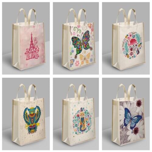DIY Animal Diamond Painting Eco-friendly Handbag Butterfly Shopping Storage Bags Foldable Canvas Bag Women Tote Bags Woman Gifts