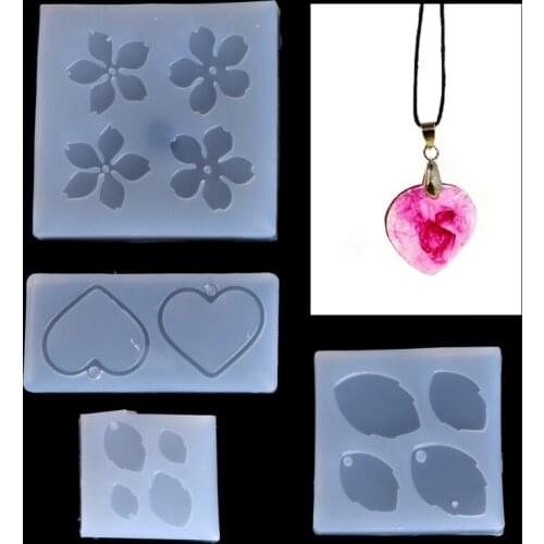 Jewelry Mold Flower Leaves Heart Shape Making Pendant Silicone Resin Craft Tools