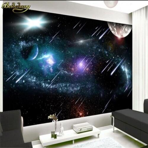 Beibehang Custom Photo Wallpaper Mural Wall Sticker Meteor Space Star Earth Space Outer Galaxy Wishing TV Background Wall