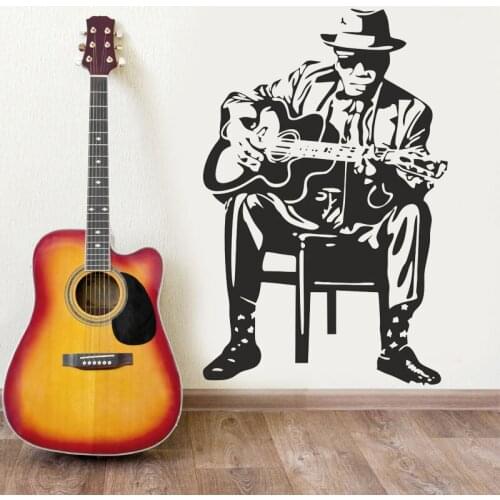 Guitar Music Man Wall Sticker Vinyl Interior Art Decor School Music Classroom Decal Removable Self-adhesive Mural Wallpaper 4748