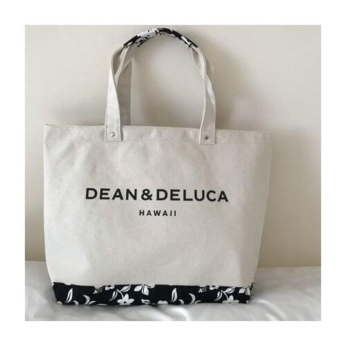 Hibiscus Pattern Pineapple Style Canvas Bag Shopping Bag