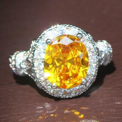 YaYI Fine Jewelry Fashion Princess Claw Set Cut Yellow Cubic Zirconia Silver Color Engagement Wedding Party Lovers Gift Rings