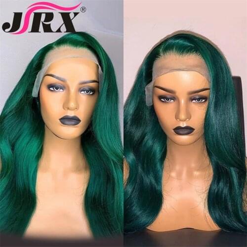 JRX Body Wave Lace Front Human Hair Wigs Brazilian Dark Green Colored Lace Closure Wigs Silky Remy Hair For Black Women