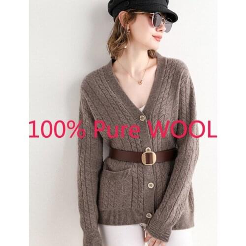 New Arrival Fashion Cardigan Women Wool Sweater Thick Autumn Winter Coat Casual Computer Knitted V-neck Cardigans Size SMLXL2XL