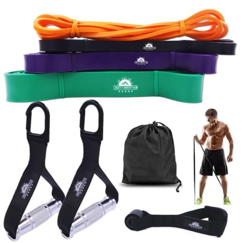 Pull Up Assist Bands Set with Heavy Duty Gym Handles Door Anchor for Physical Therapy Body Stretching Powerlifting Strength