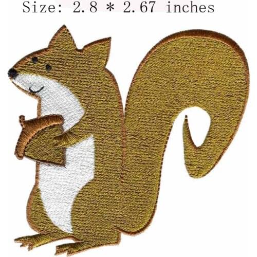 The brown Squirrel 2.8"wide embroidery patch for Long tails/curving/cute