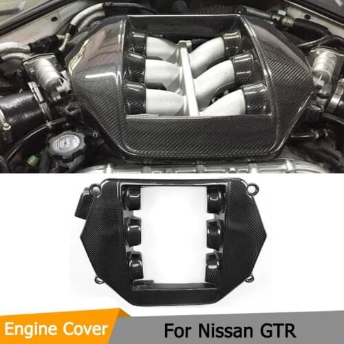 Carbon Fiber Engine Bonnet Cover Trim For Nissan GTR 2009 - 2014 Car Bonnet Engine Cover Trim Stick On Three Style